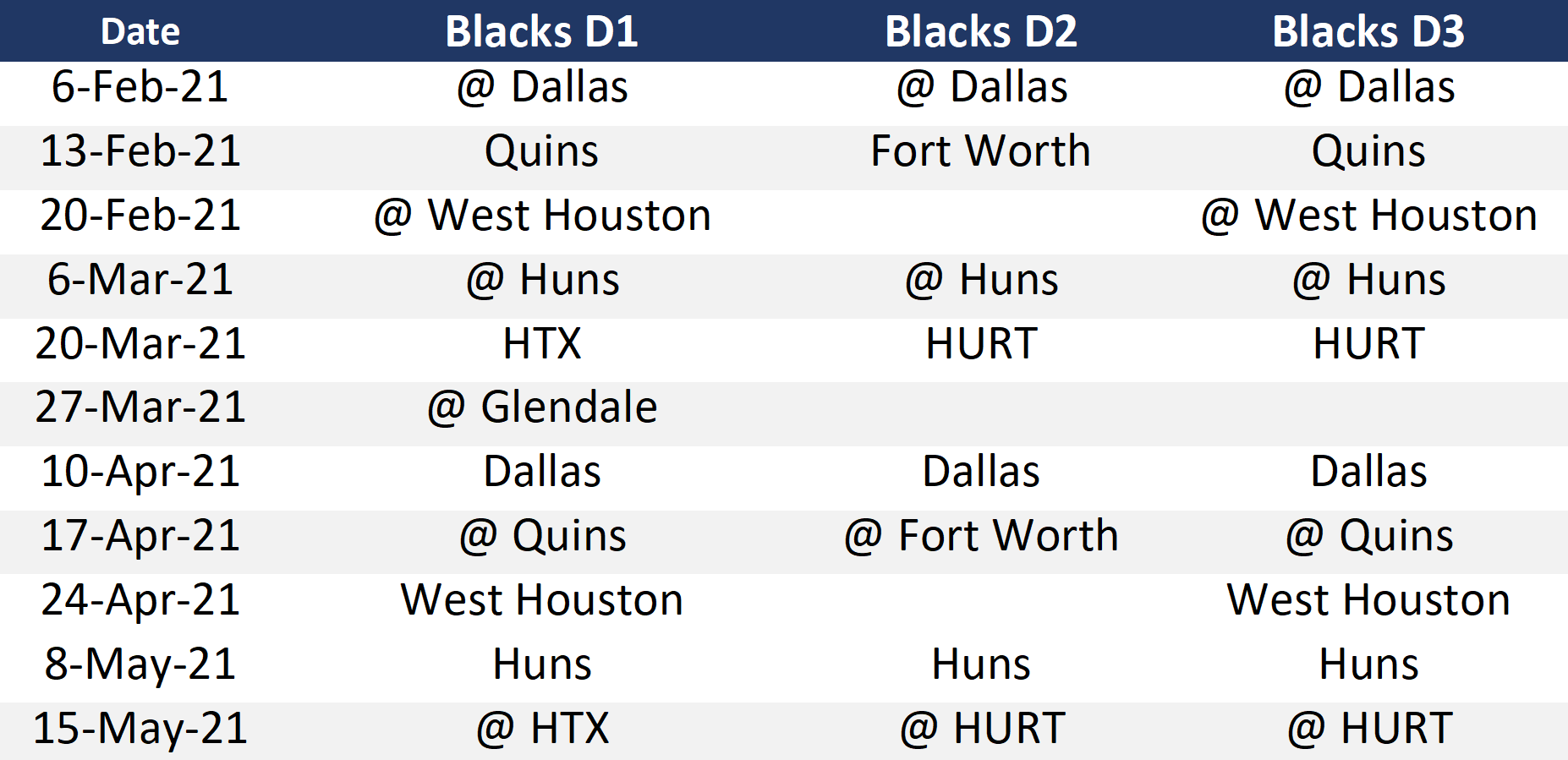 Tentative Schedule